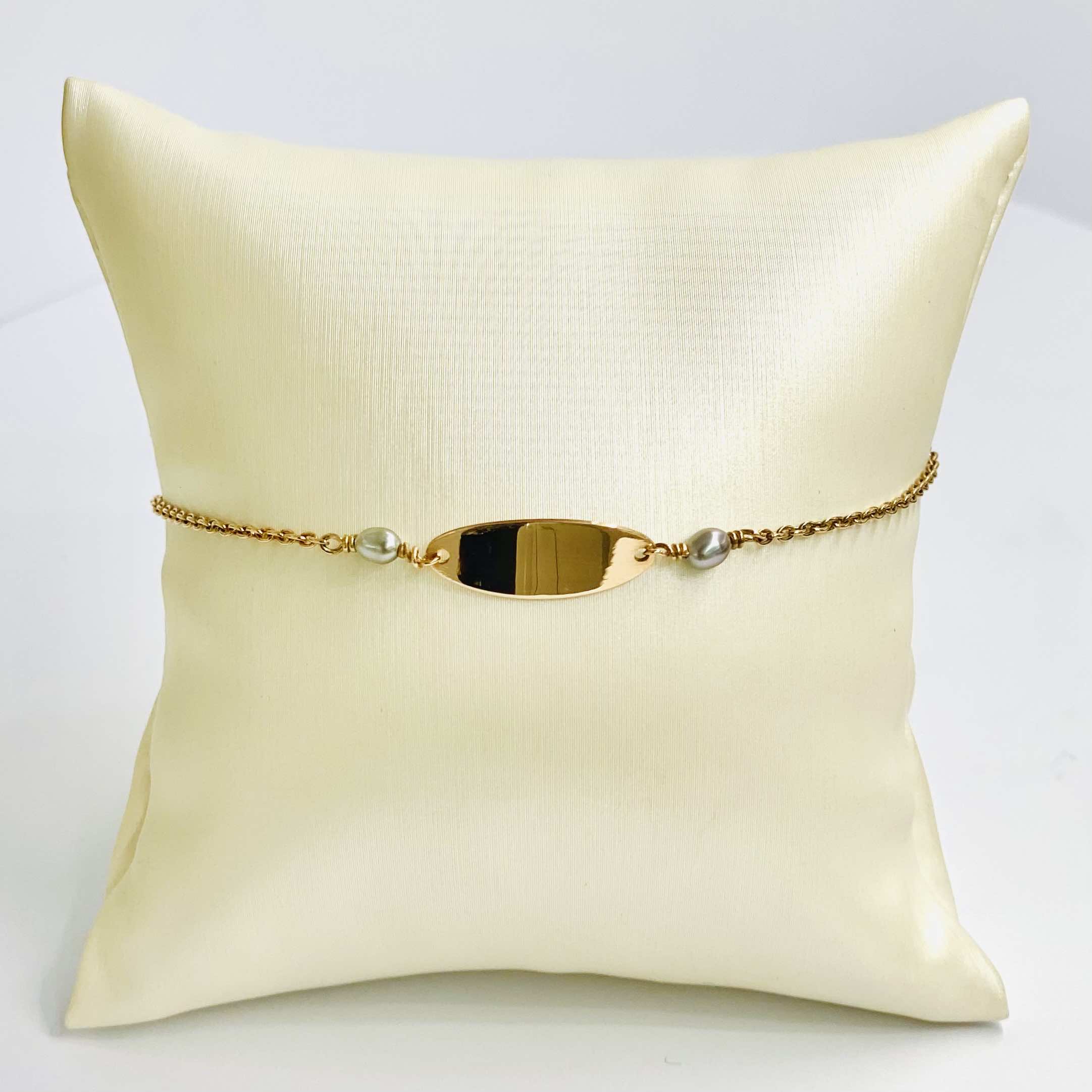 Tahitian Keshi Baby Bracelet Engravable - 9K Gold (375) 15cm