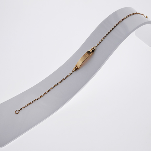 GOURMETTE BRACELET OVAL PLAQUE 9K GOLD (375) (17CM) B9K025N