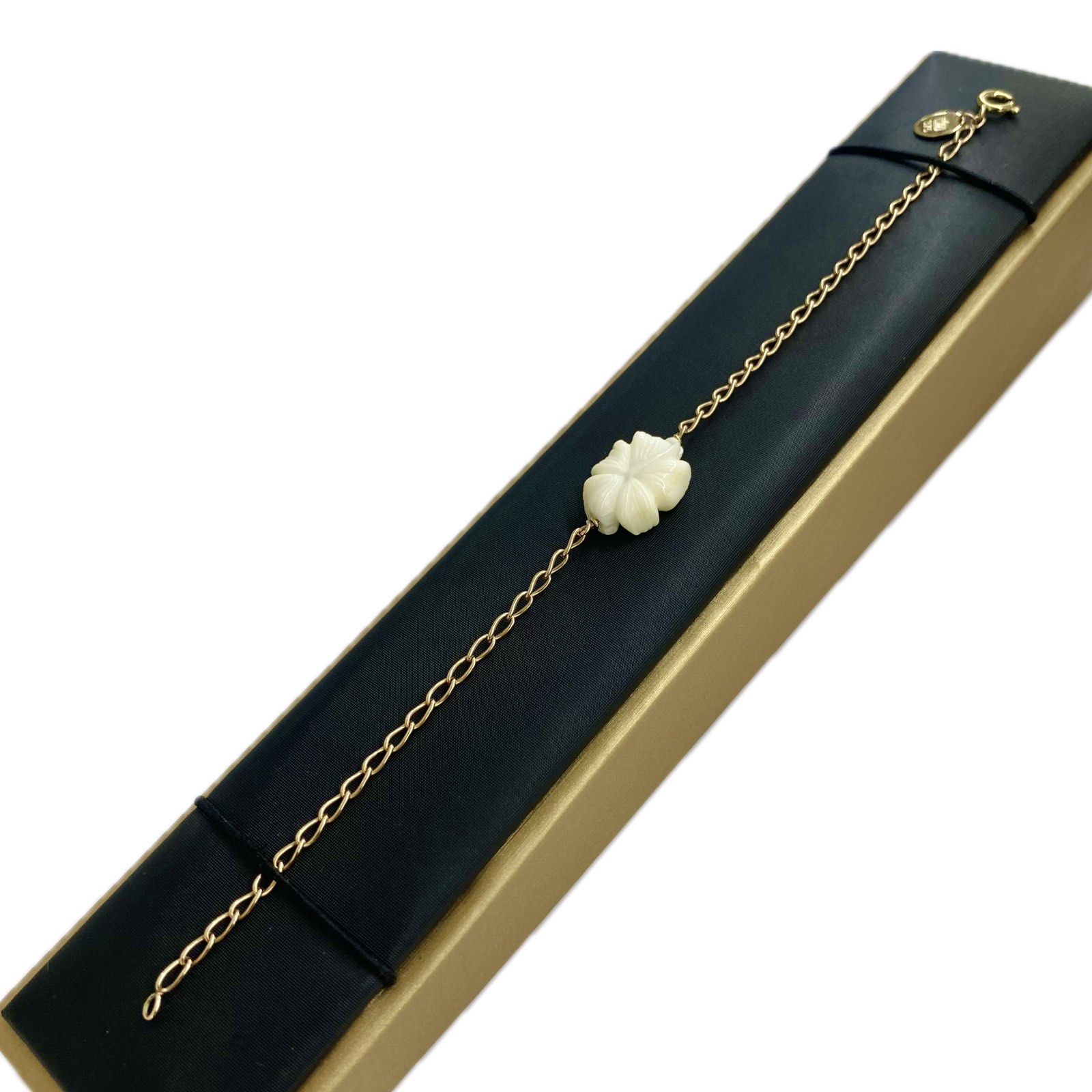 Flower Ivory Carved Gold Bracelet - 9KY (375)