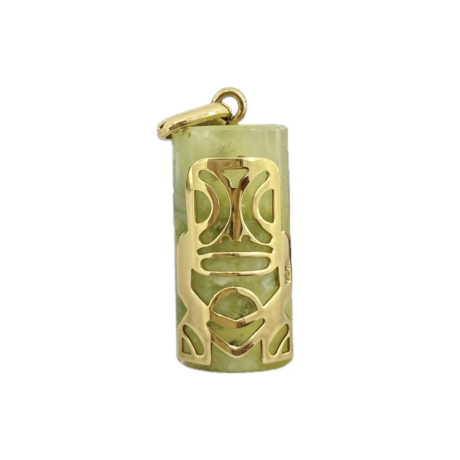 TIKI on Prehnite Gold Pendant (GM) - 18KY (750)