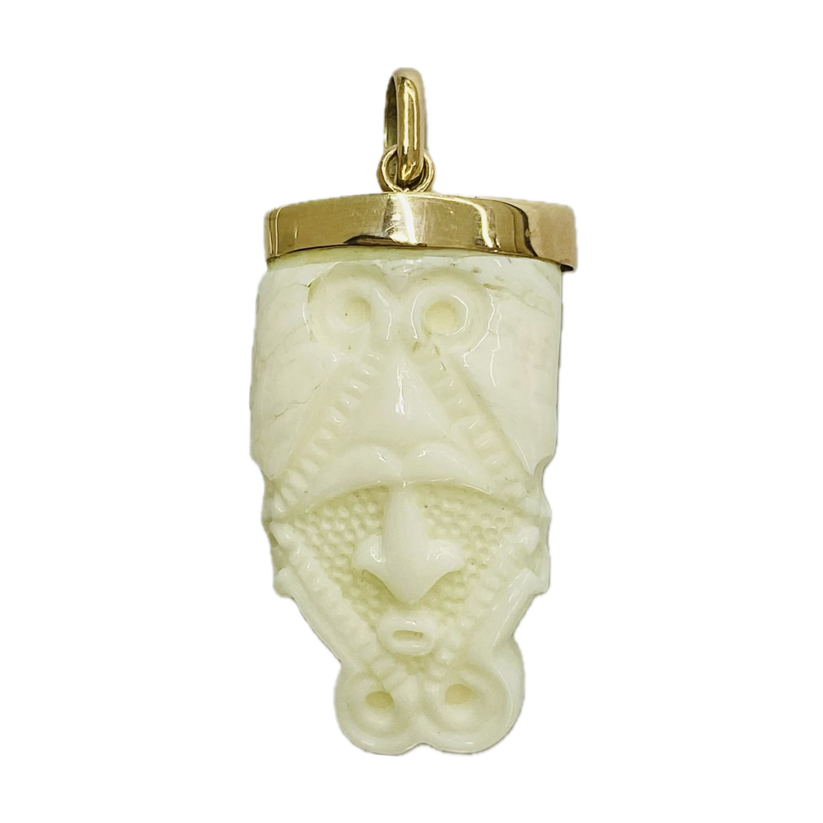 Tusk Ivory Tamtam Engraved Pendant in 9K Gold (375)   