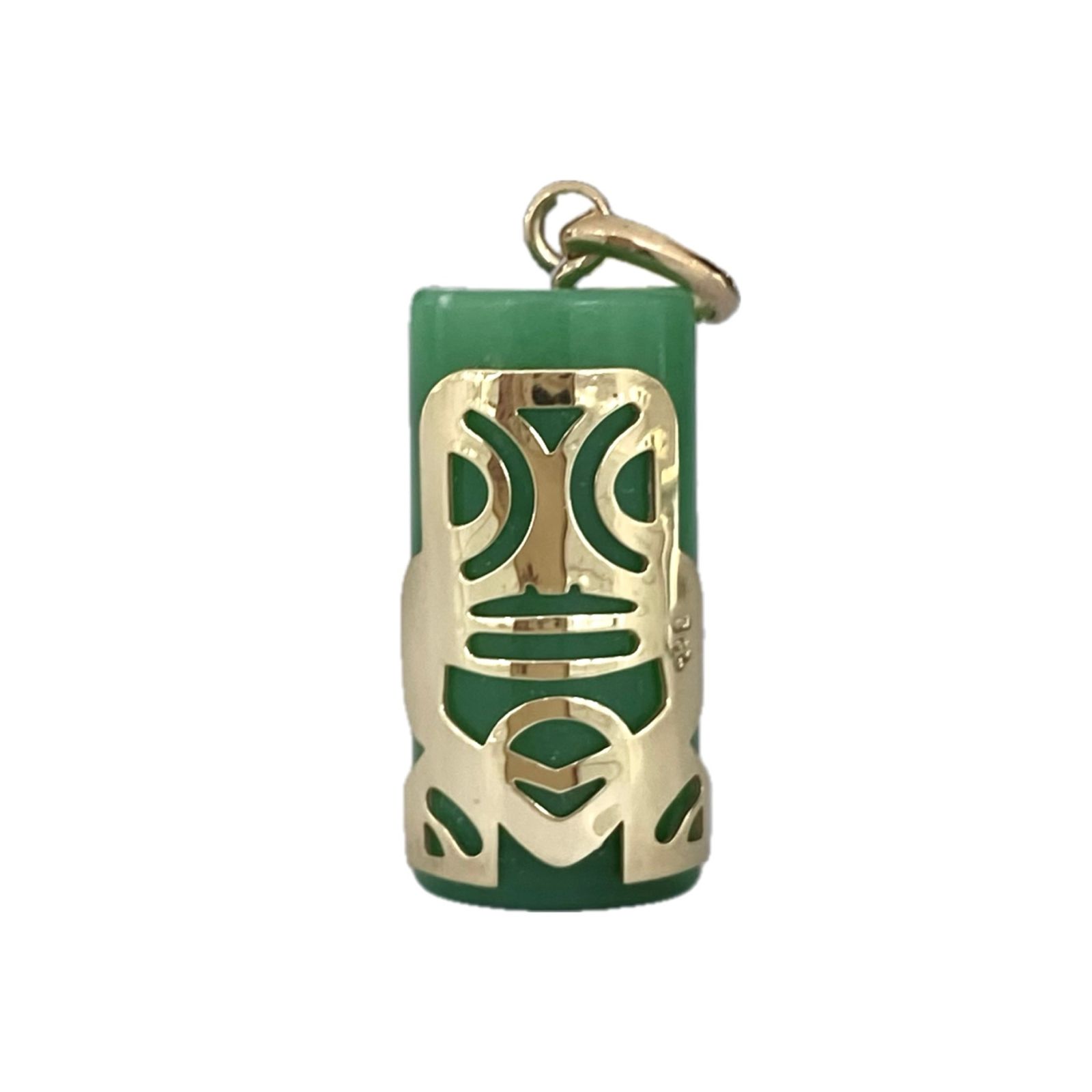 Tiki chrysoprase pendant in 9K gold