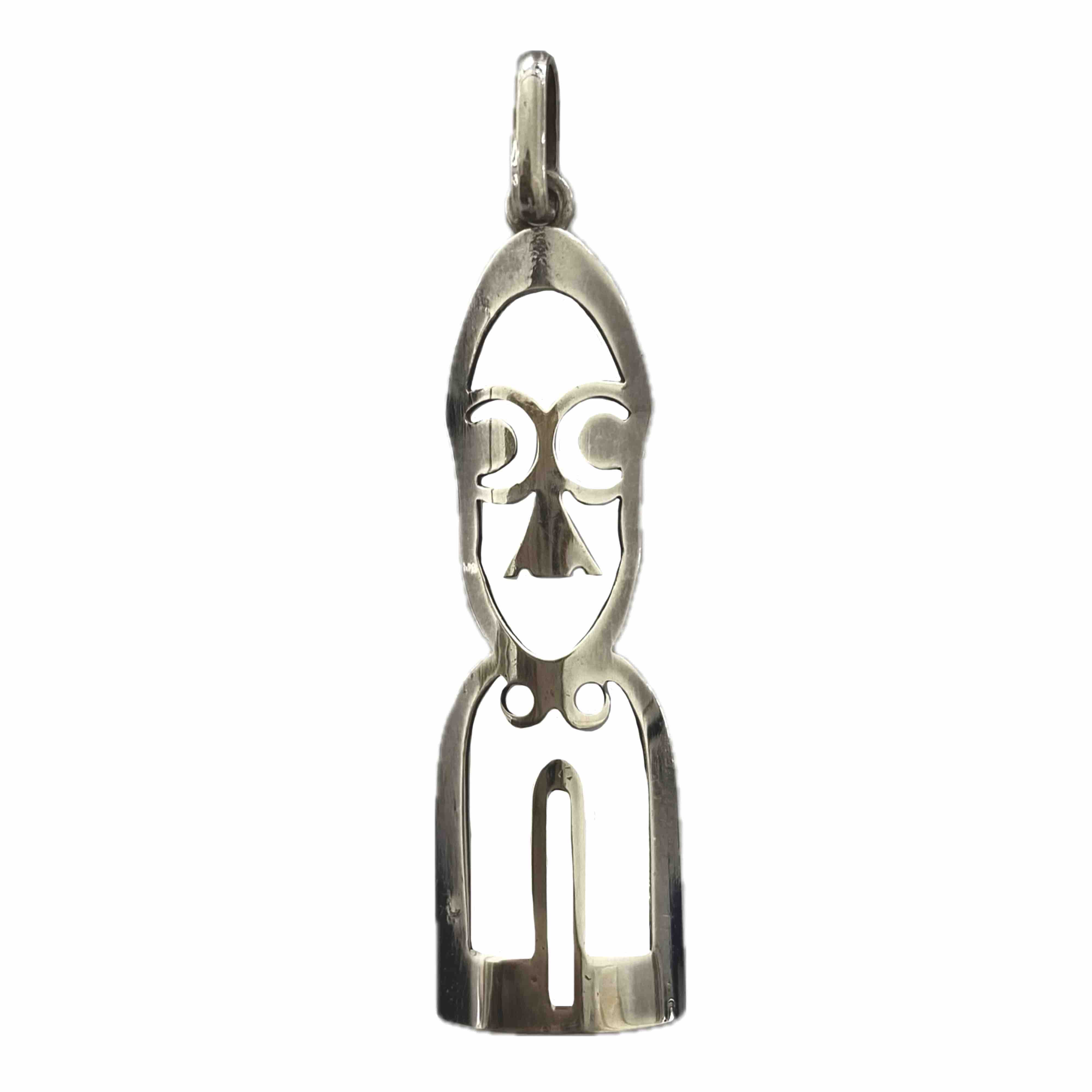 Fern Carving Face Pendant Sterling Silver (925)