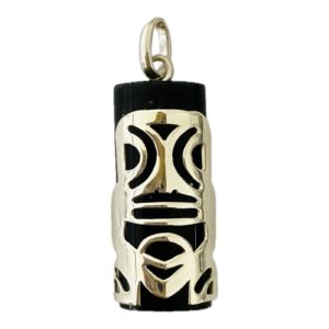 TIKI Set On Black Onyx Stone Pendant Sterling Silver (925)