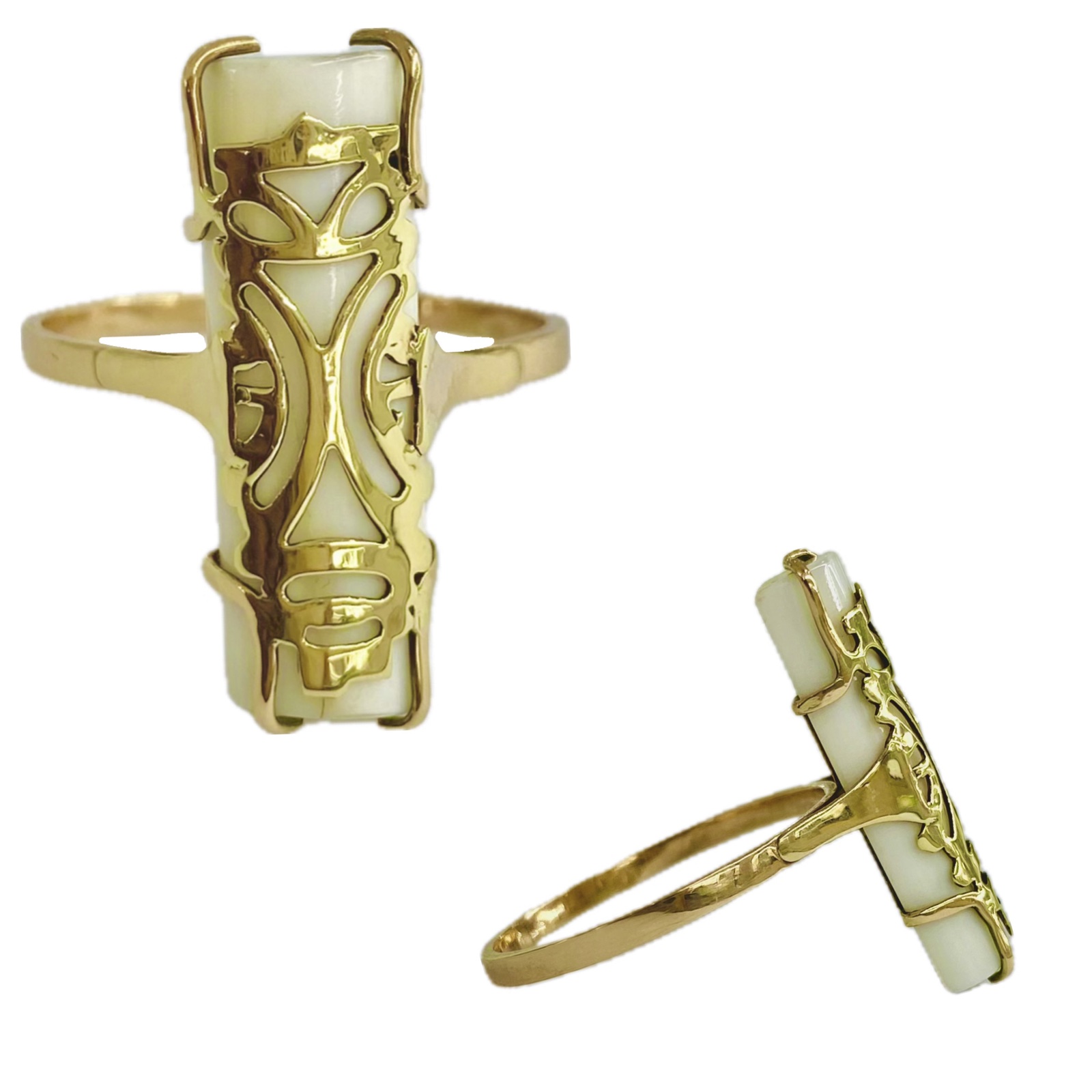 Ponahre set on Ivory Tusk Ring in 9K Gold (375)