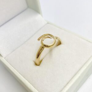 Half-Moon Pig Tusk Ring, 9K Gold, Size 57