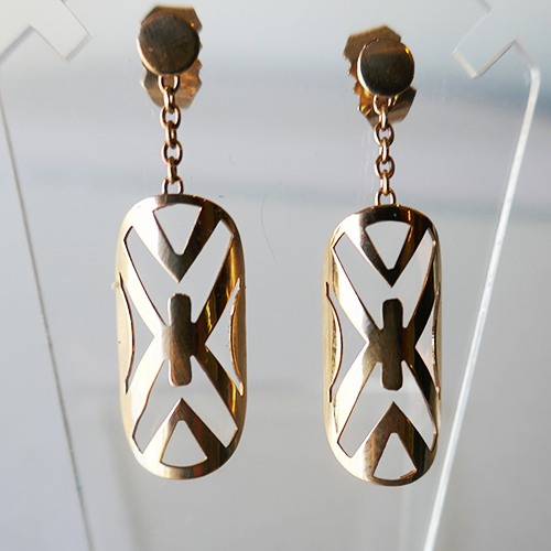 DANCE/SHIELD MALE LEGER DROP CHAIN EARRING 9K GOLD (375) EP9K001NM