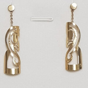 FERN CARVING PROFIL LEGER DROP CHAIN EARRING 9K GOLD (375) EP9K002N