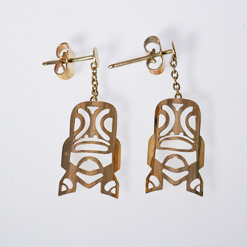 TIKI LARGE LEGER DROP CHAIN EARRING 9K GOLD (375) EP9K004N