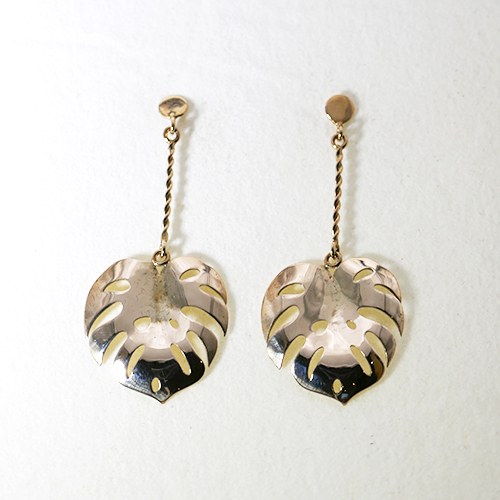 MONSTERA LEAF MINI DROP CHAIN EARRING 9K GOLD (375) EP9K08NB