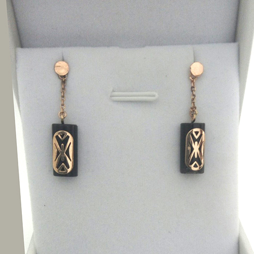 DANCE/SHIELD MALE MINI DROP CHAIN EARRING 9K GOLD (375) EP9K30YSTB