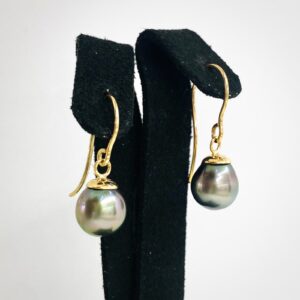 Tahitian Pearl Hook Earring 9K Gold (375)