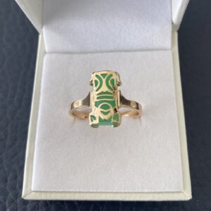 MINI TIKI SET ON CHRYSOPRASE STONE RING 9K GOLD (375) R9K803CHRYS