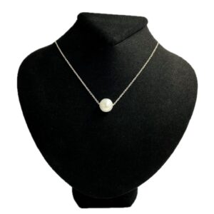 White Shell Pearl Cable Chain Necklace in Sterling Silver (925)