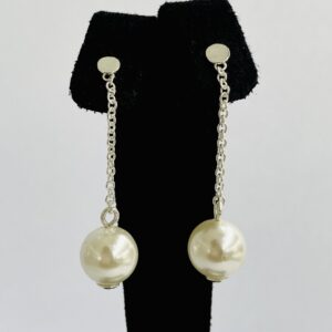 White Shell Pearl Drop Chain Earring Sterling Silver (925)
