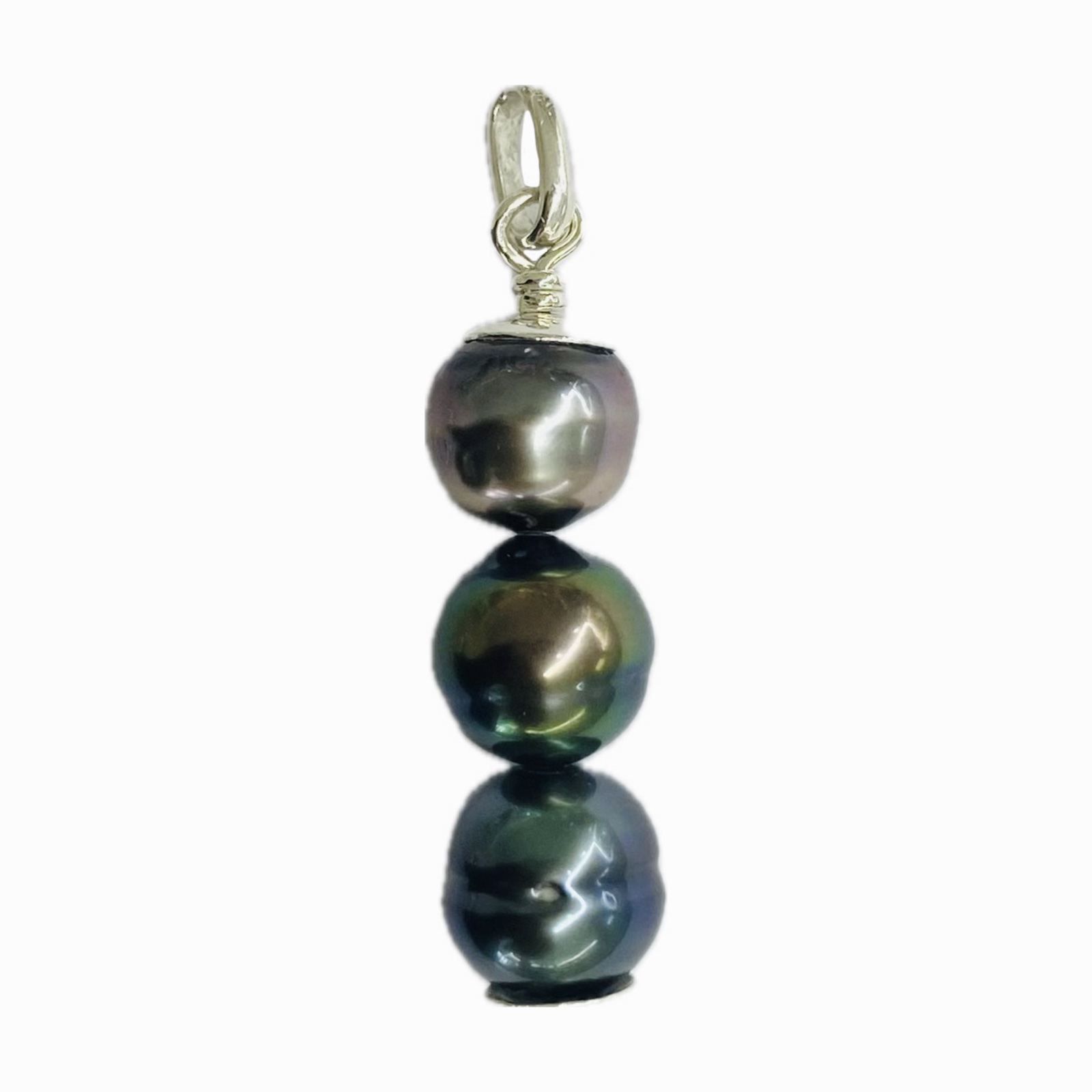 Triple Tahitian Pearls Pendant in Sterling Silver (925)