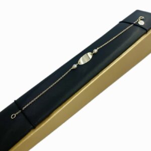 Bracelet with Plaque and Freshwater Keshi in Sterling Silver (925)