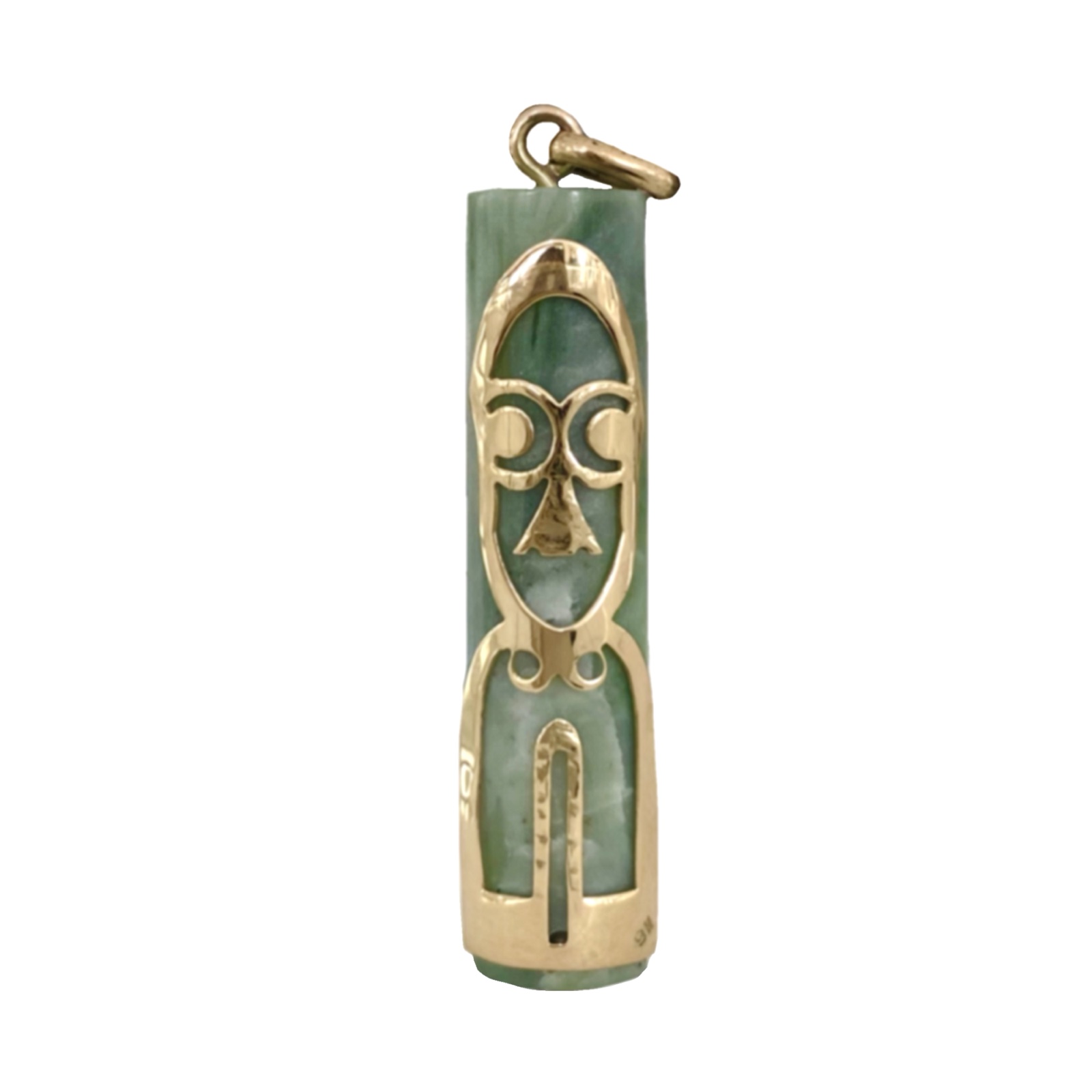 Tamtam Face jade gold pendant
