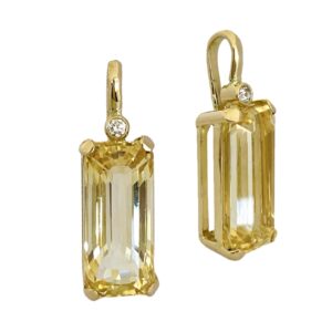 Citrine & Diamond Pendant, 18K Gold