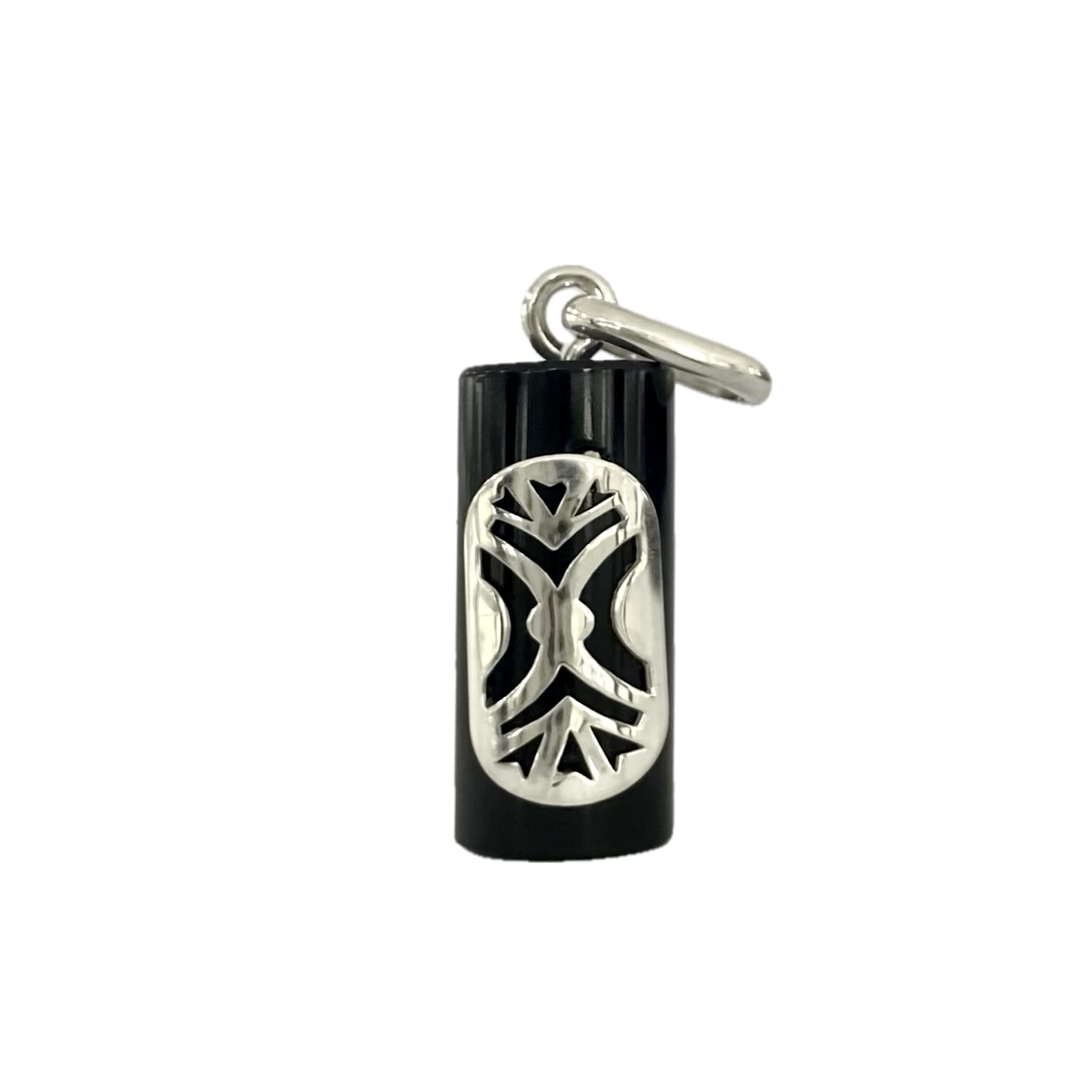 Dance Shield onyx pendant in sterling silver