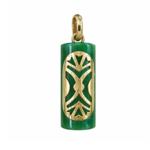 Dance Shield Female Chrysophrase Gold Pendant 9K (375) GM