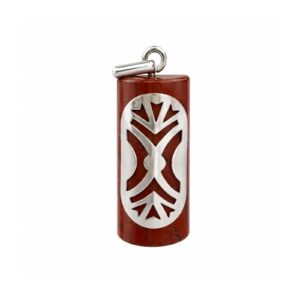 Dance Shield Female on Malakula Red Jasper Silver Pendant (925) GM